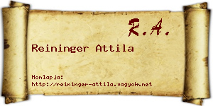 Reininger Attila névjegykártya